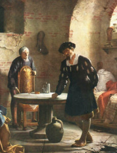 "Kristian Tyrann" i fångenskap i en historisk målning från 1871