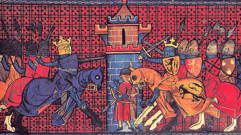 Rikard Lejonhjärta (höger) under slaget vid Gisors, 1198.