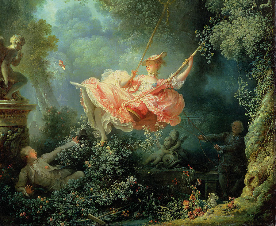 Oljemålningen "Les hasards heureux de l'escarpolette" är ett bland de mest kända verken inom rokokon